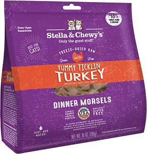 Stella & Chewy’s Tummy Ticklin’ Turkey Dinner Morsels Freeze-Dried Raw Cat Food 