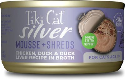 Tiki Cat Silver Chicken, Duck & Duck Liver Mousse + Shreds