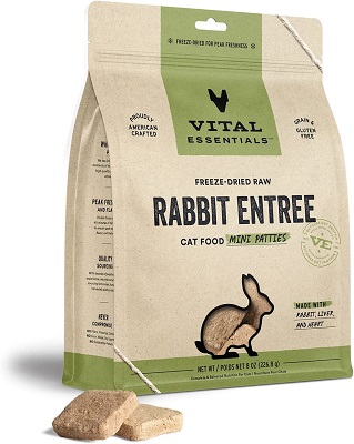 Vital Essentials Freeze-Dried Raw Rabbit Mini Patties Entree Cat Food
